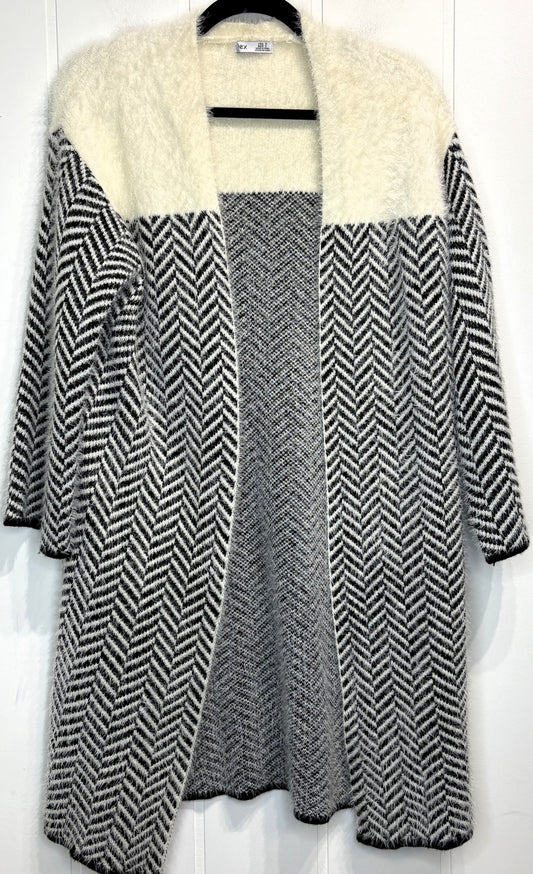 Dex Fuzzy Zig-Zag Cardigan Sweater