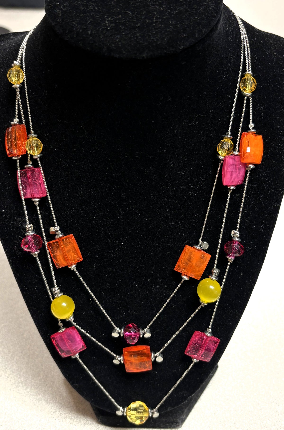 Multi-Strand Square Beaded Necklace