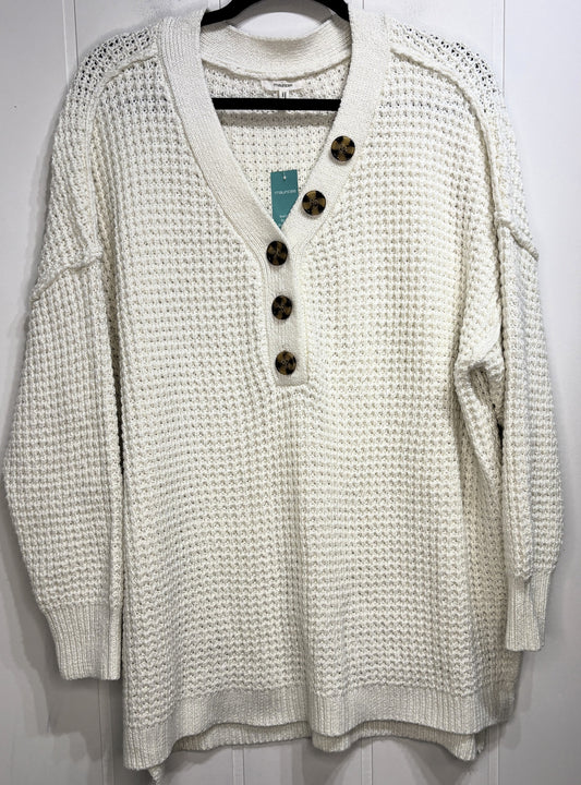 Crochet Sweater w/Button Neckline