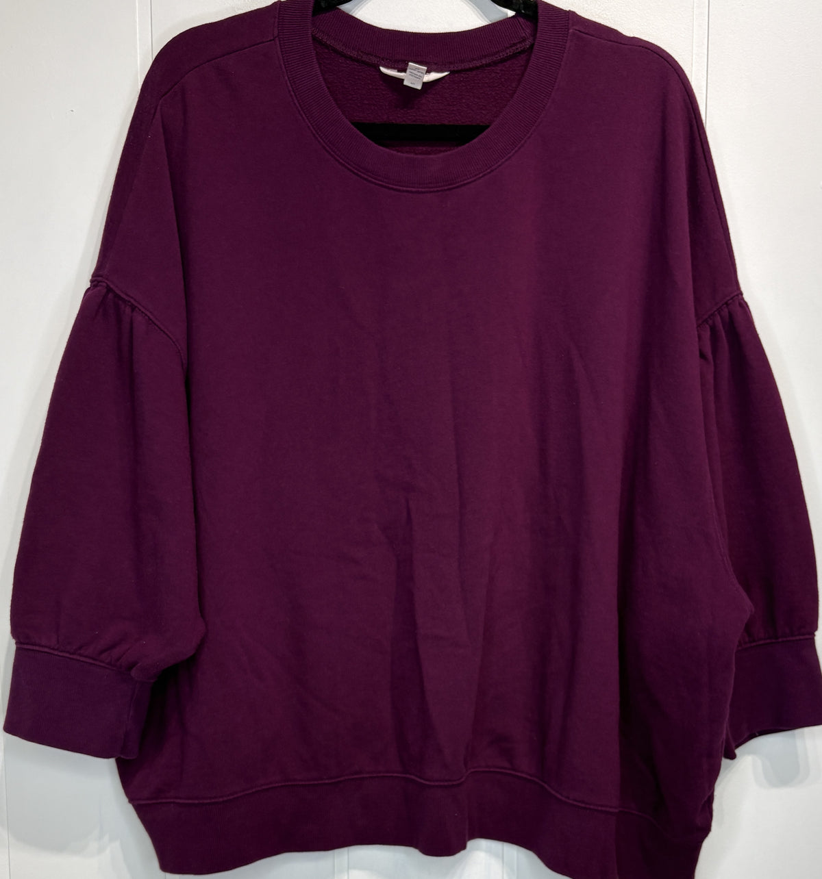 Terra&Sky Puff-sleeve Relaxed Crewneck
