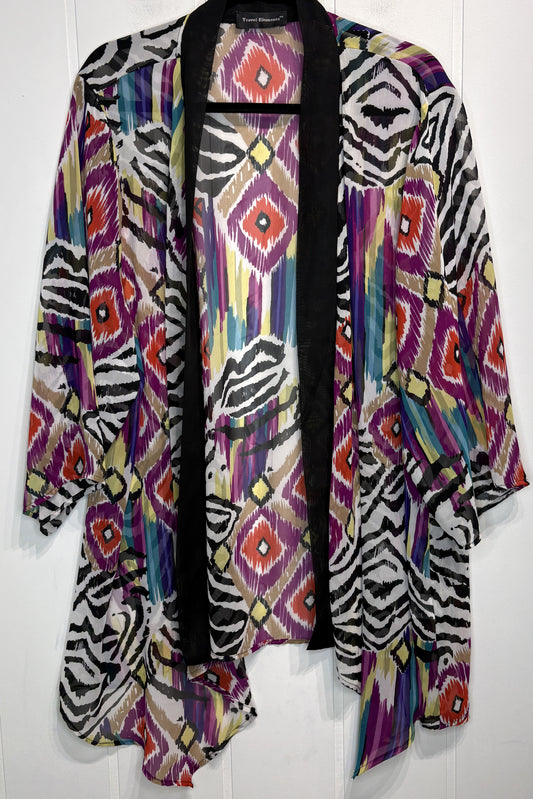 Travel Elements Zebra Print Kimono