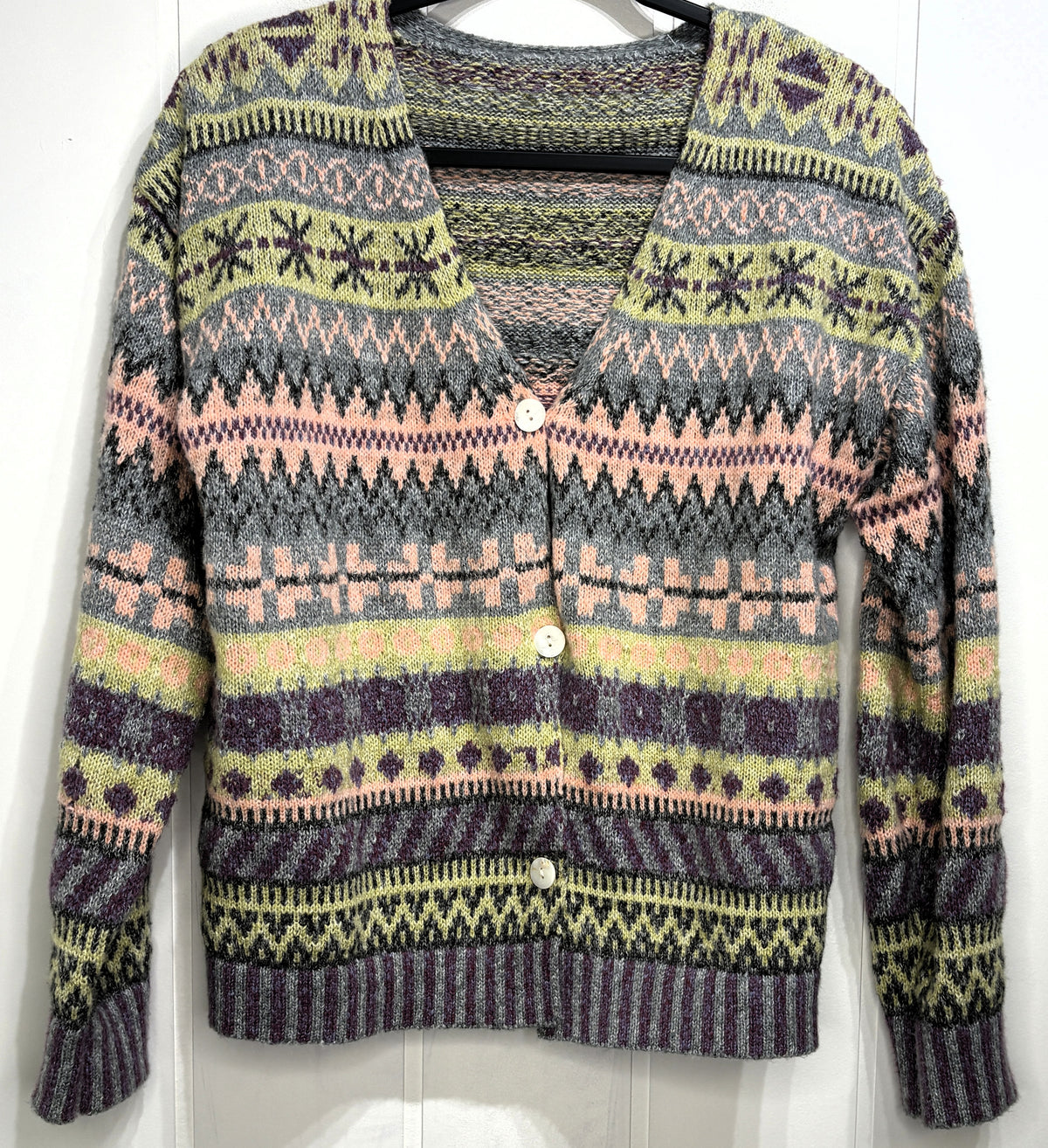 Vintage Cardigan Sweater Multi Print
