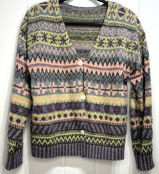 Vintage Cardigan Sweater Multi Print