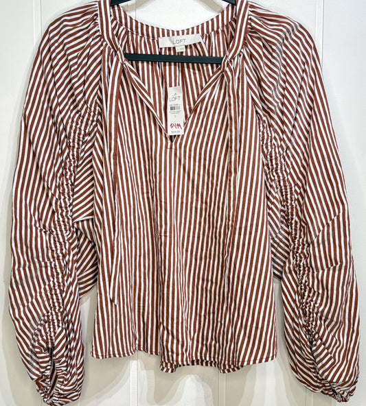 Loft Ruched Striped Blouse