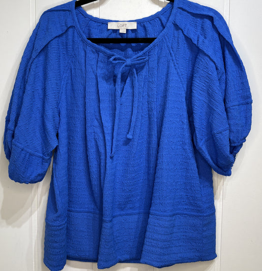 LOFT Textured Blouse w/Puff Sleeves