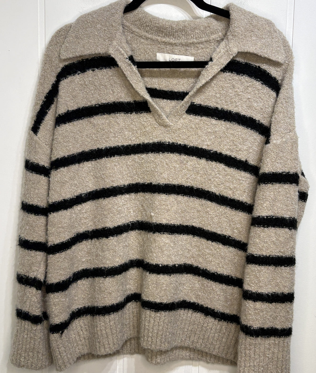 LOFT Striped Collard Sweater