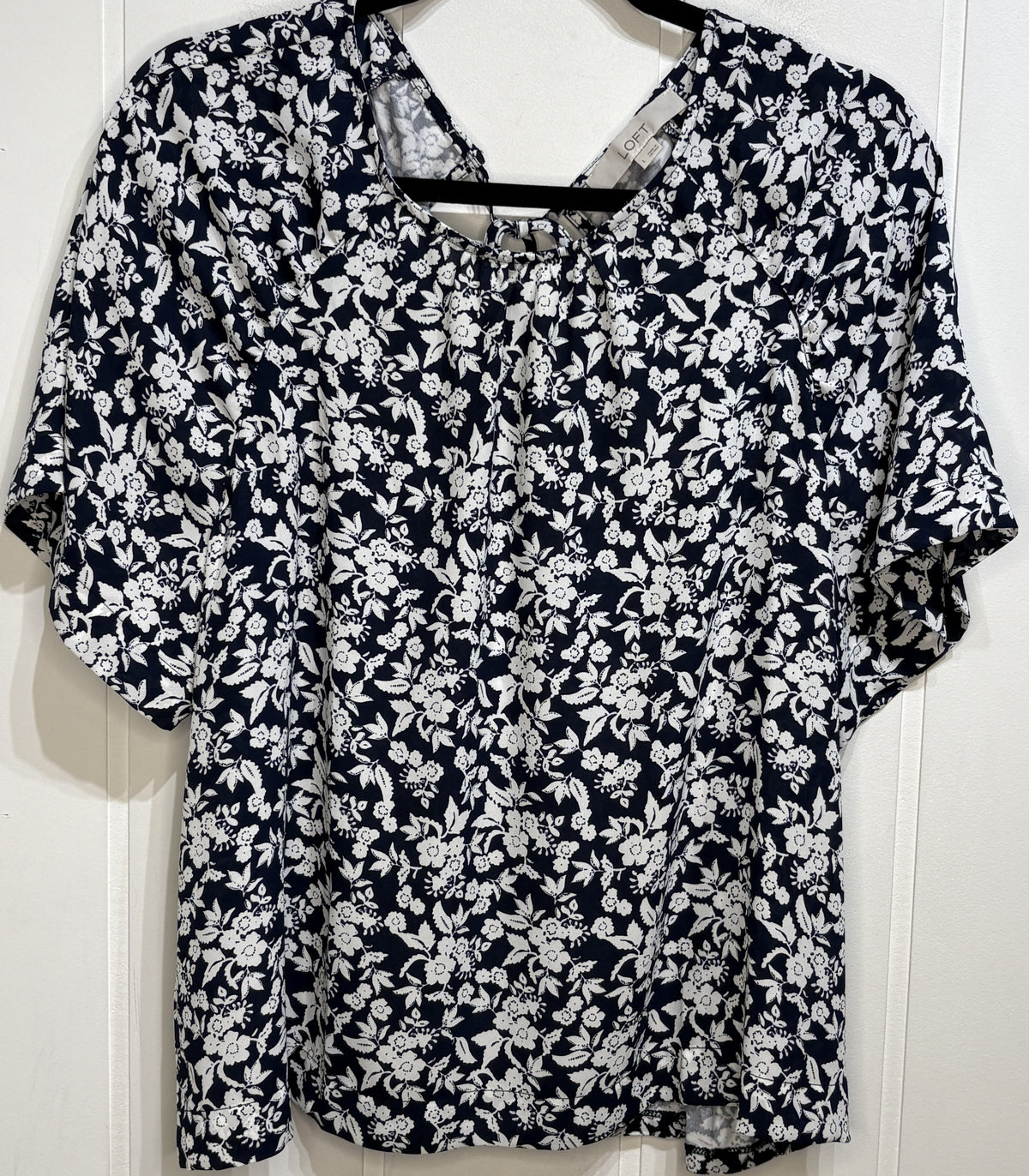 LOFT Floral Back Tie Blouse