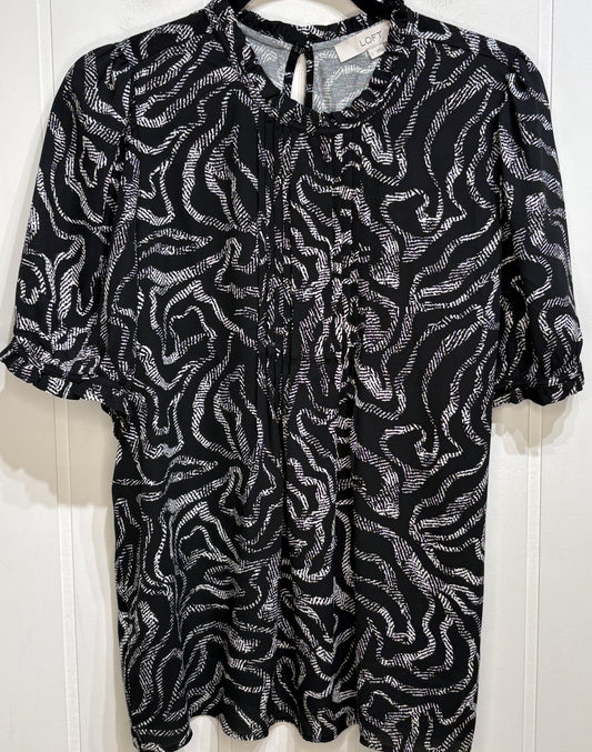 LOFT Abstract Swirl Puff Sleeve Blouse