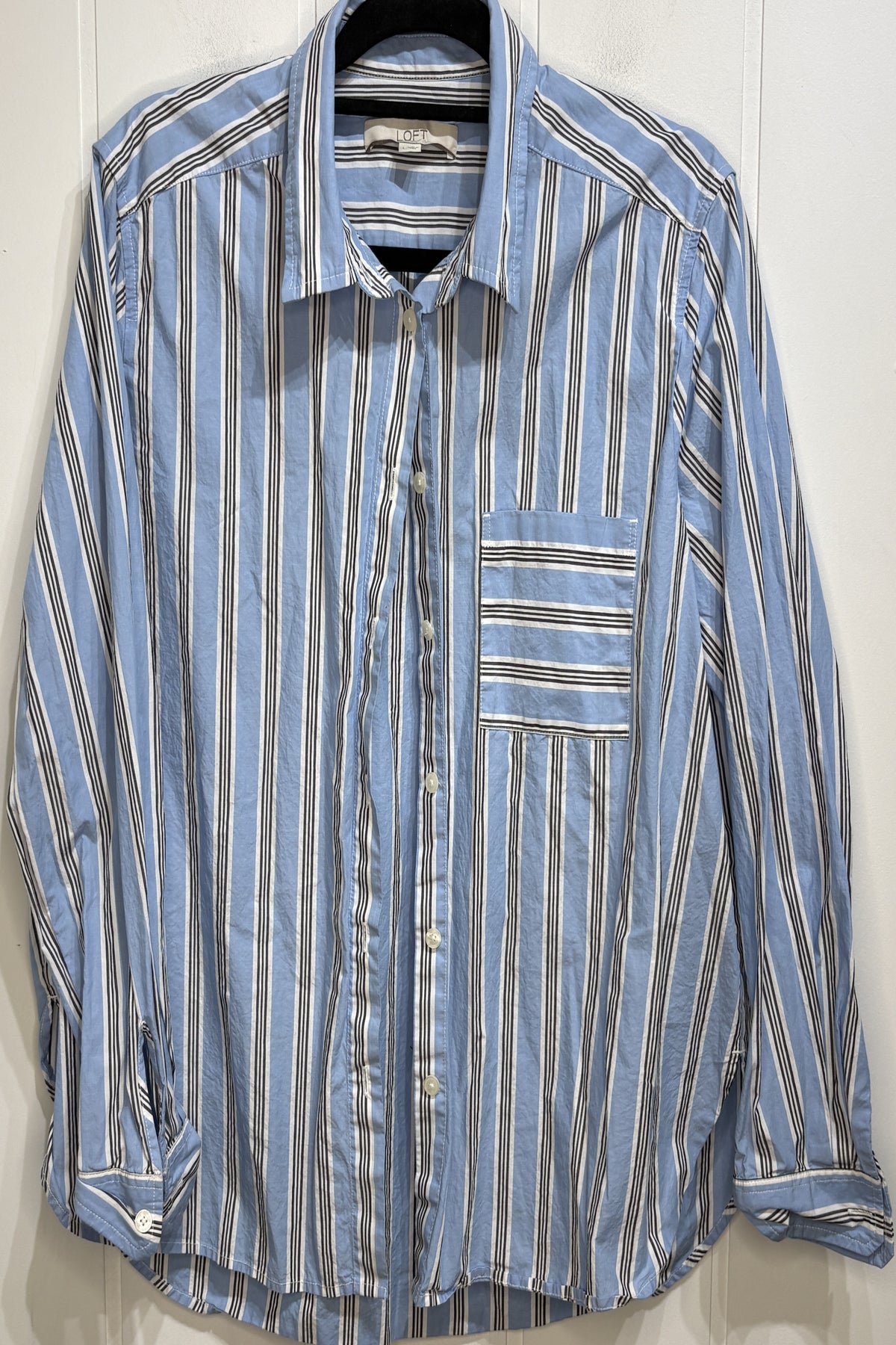 LOFT Striped Button-down Blouse