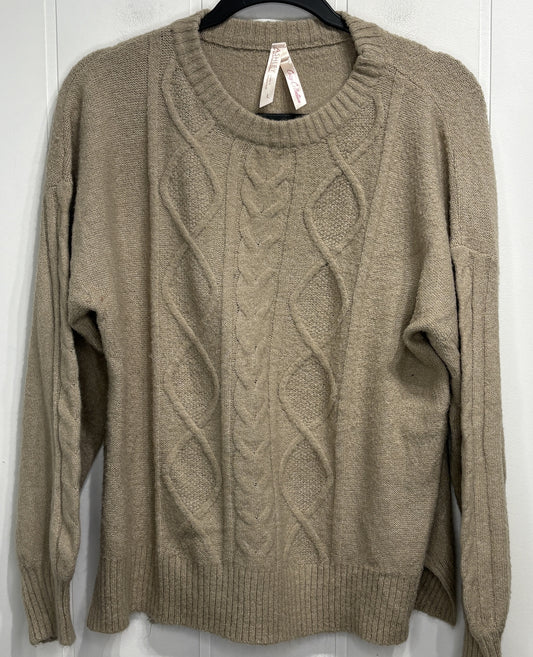 Slouchy Cable Knit Crew Sweater