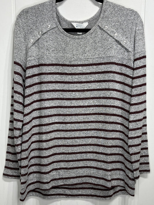Market&Spruce Striped Button Sweater