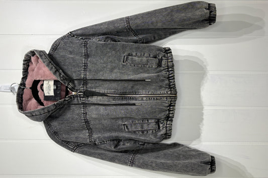Cropped Denim Faux Fur Jacket