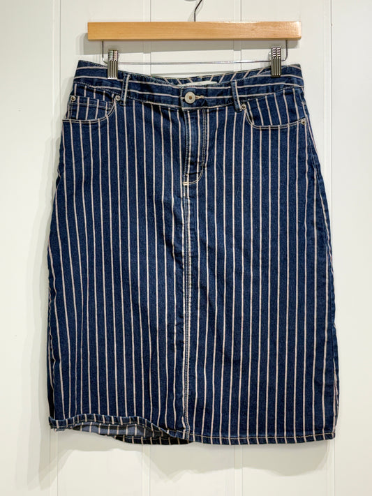 Pinstripe Midi Denim Skirt