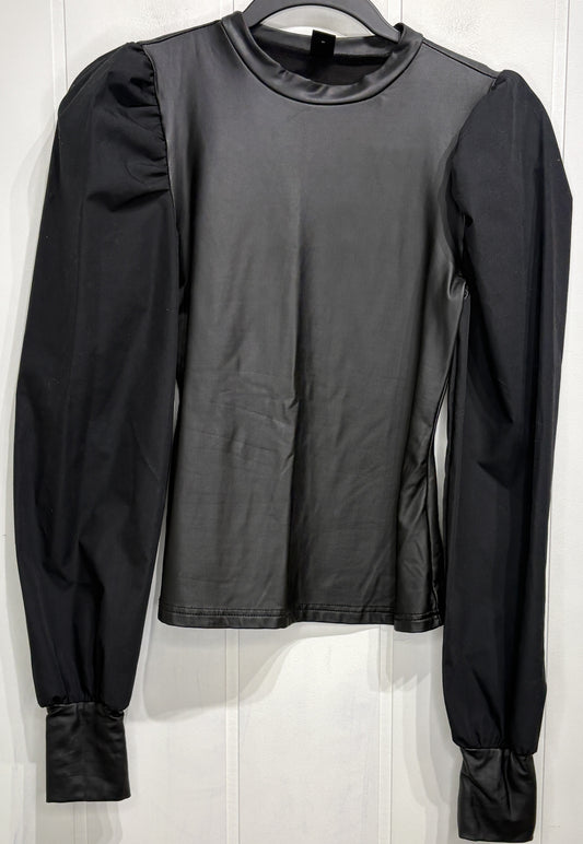 Shein Puff Sleeve Leather Top