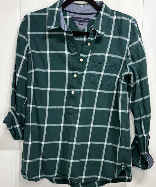 Tommy Hilfiger Plaid Henley Blouse
