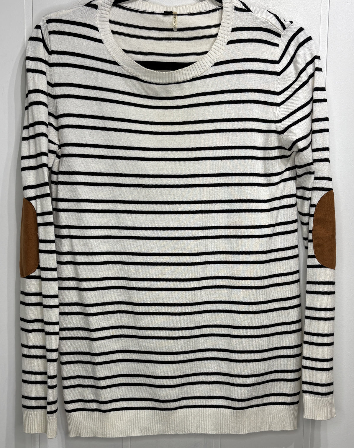 Striped Sweater w/Elbow Patch
