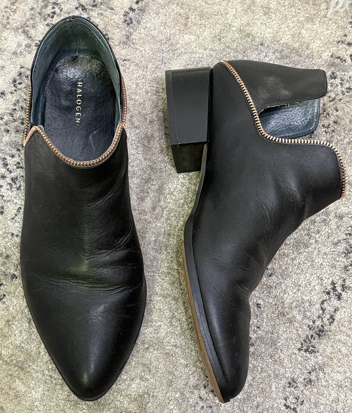 Halogen Ankle Booties w/Zipper Hem