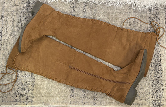 Just Fab Knee High Lace-up Boots