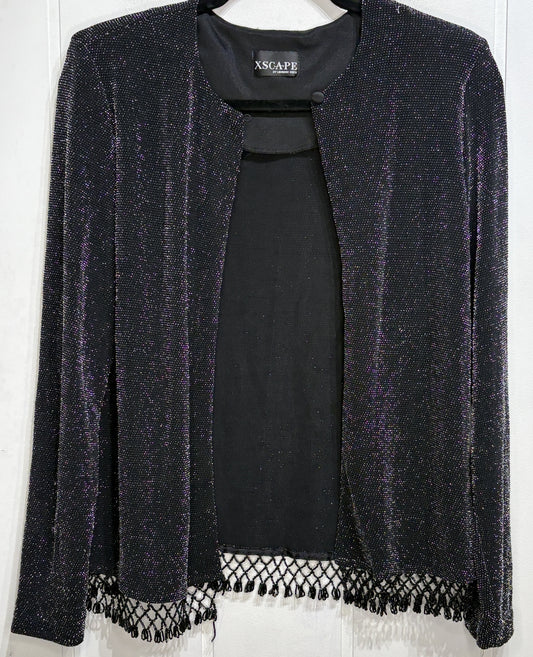 XScape Shimmer Beaded Cardigan Jacket