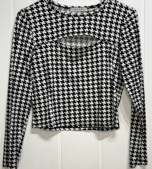 Gaze LS Houndstooth Crop Top