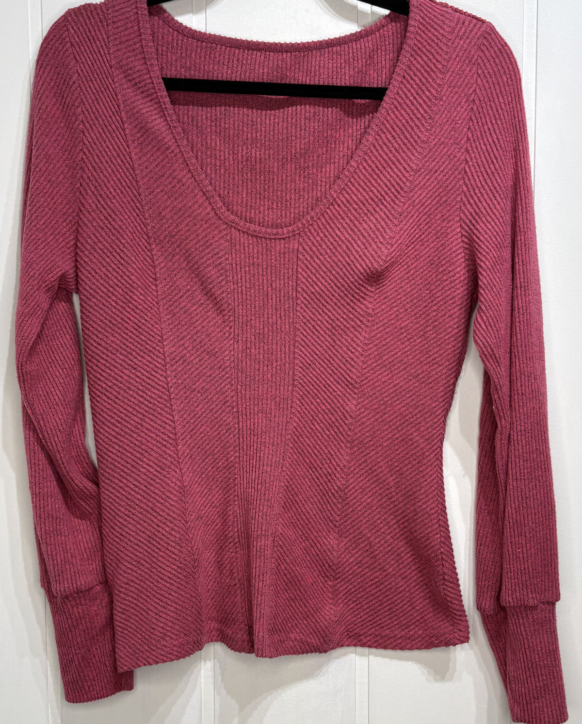 Scoop Neck Ribbed LS Sweater