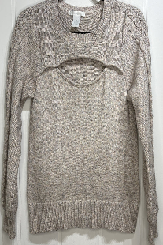 Speckle Print Sweater w/Cutout Detail