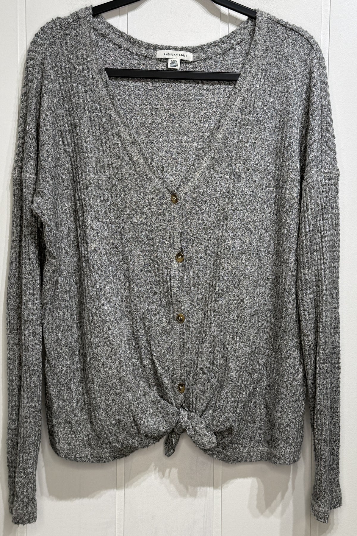 AE Waffle-knit Button Front Top