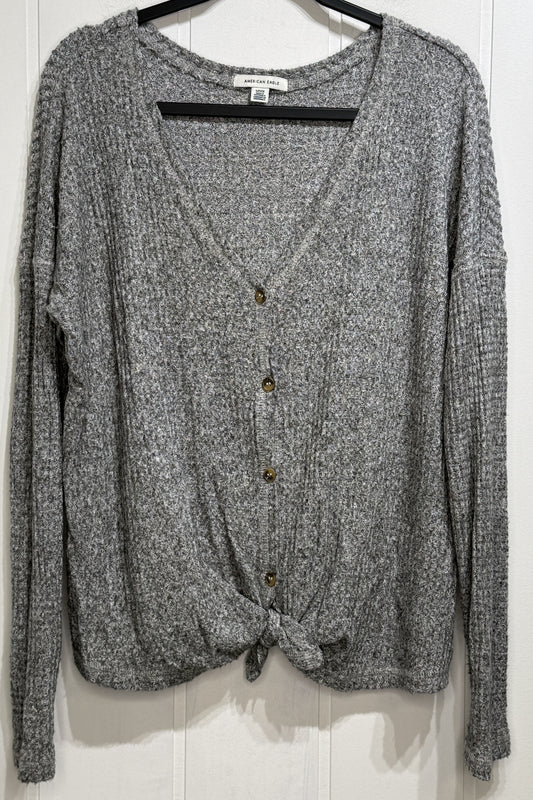 AE Waffle-knit Button Front Top