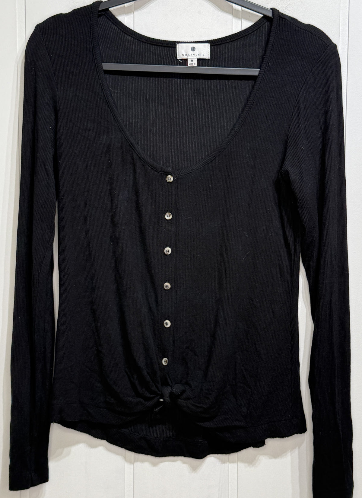 Socialite Ribbed Button Front Top