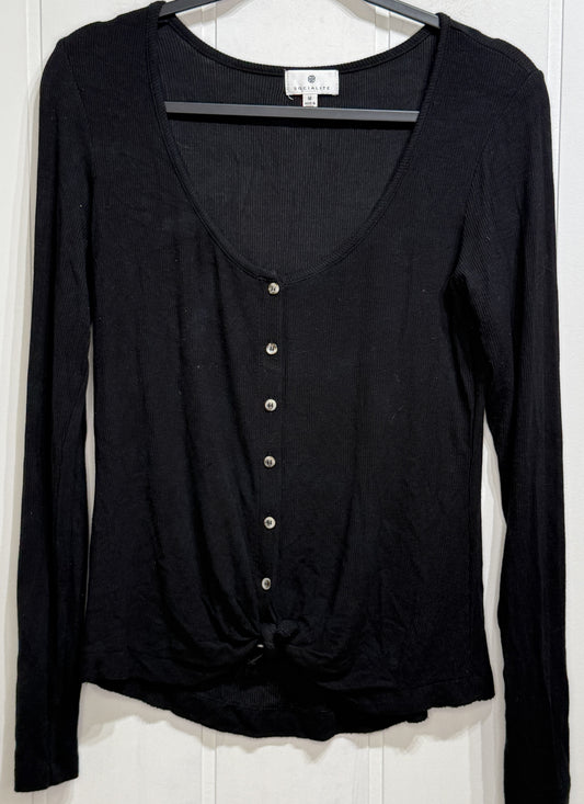 Socialite Ribbed Button Front Top