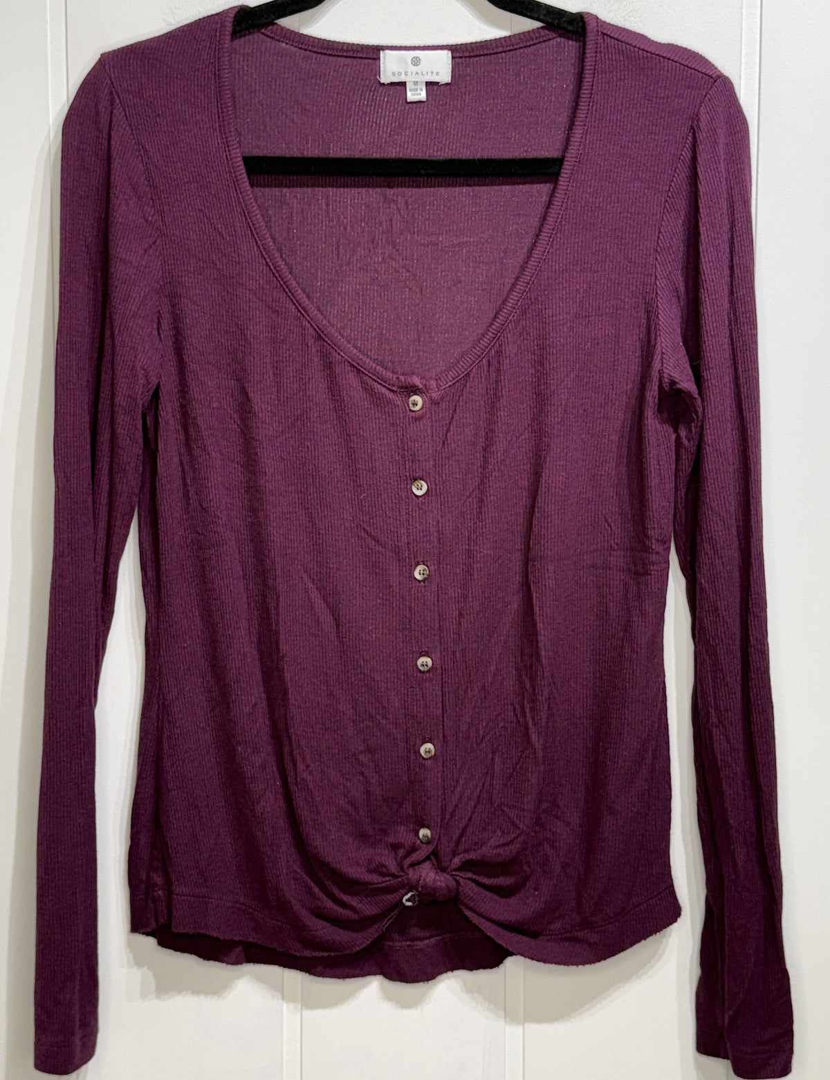 Socialite Ribbed Button Front Top