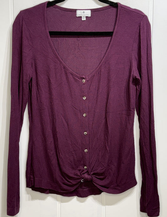 Socialite Ribbed Button Front Top